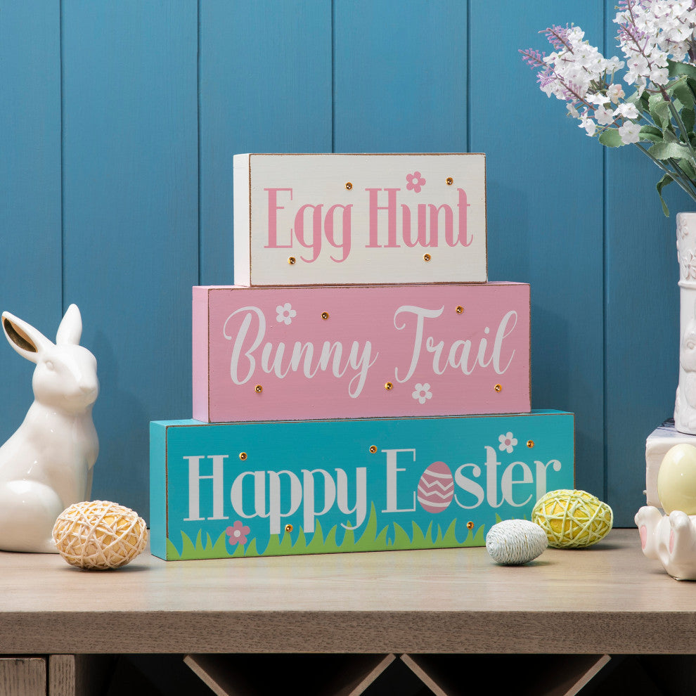 12"L Easter LED Lighted Wooden/Metal Block Word Sign
