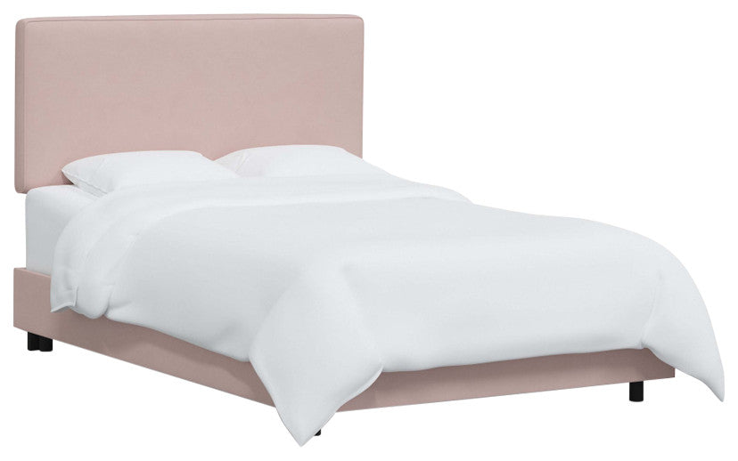 Square Upholstered Bed, Velvet Blush, Full