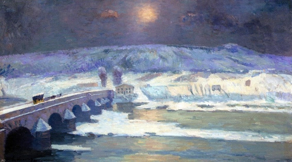 Albert Lebourg Snow in Auvergne, Gallery Wrapped Canvas Print, 15"x30"