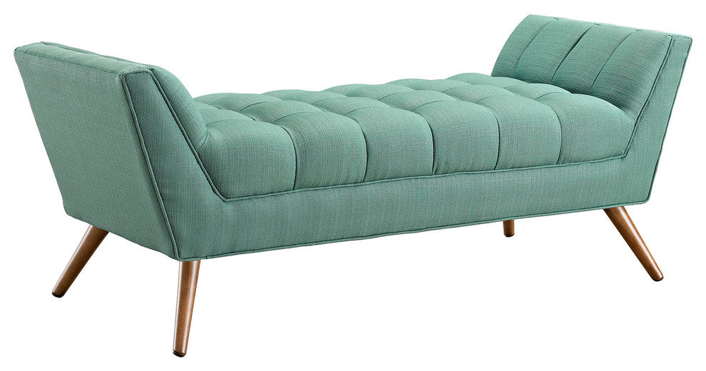 Modern Contemporary Medium Fabric Bench, Blue, Fabric