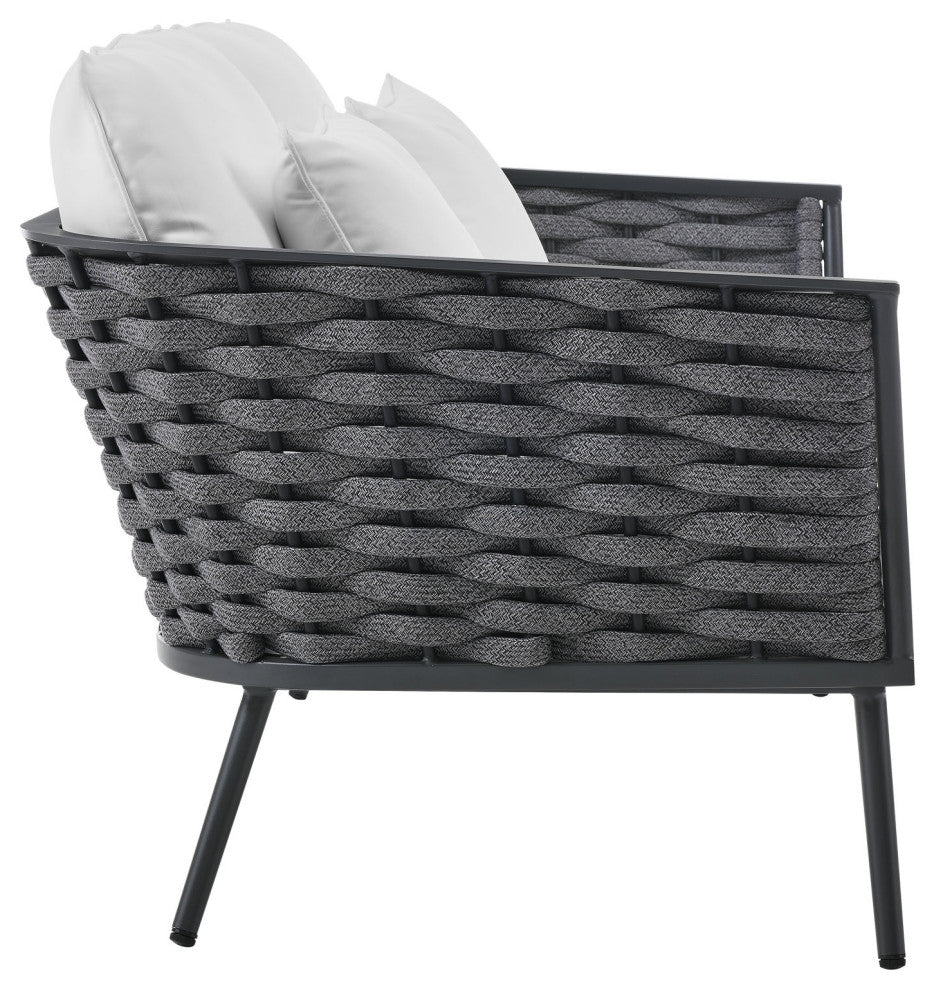 Stance Outdoor Patio Aluminum Loveseat Gray White