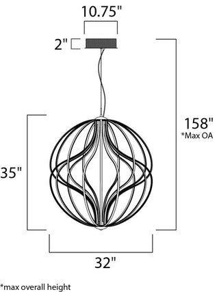 ET2 E21178 Aura 31"W LED Abstract Globe Chandelier - Polished Chrome