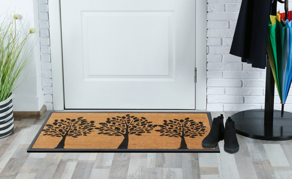 A1HC Designer Hand-Crafted Rubber Coir Double-Single Door Mat, 24"x48"