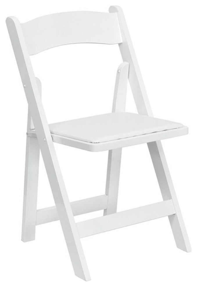 2 Pack HERCULES Series Wood Folding Chair With Vinyl Padded Seat, White