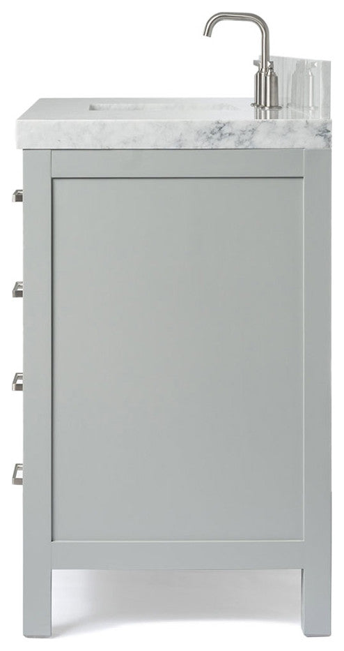 ARIEL Cambridge 55" Single Rectangle Sink Bathroom Vanity Grey With Marble Top