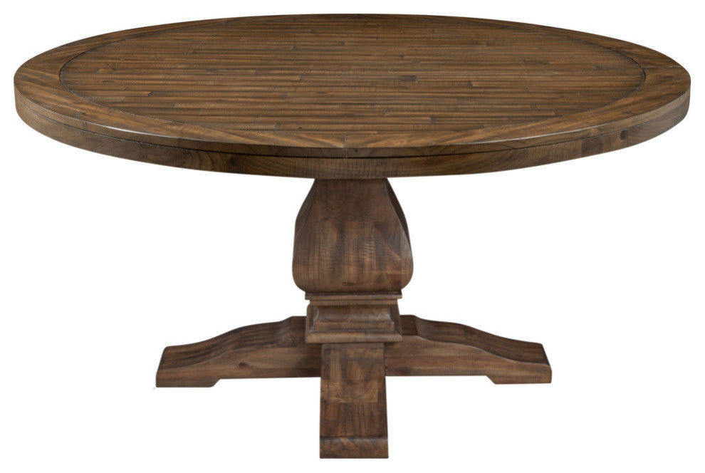 Kensington Round Solid Pine Dining Table, Walnut