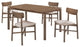 Parkridge 5-piece 59" Wood Dining Set Natural Walnut