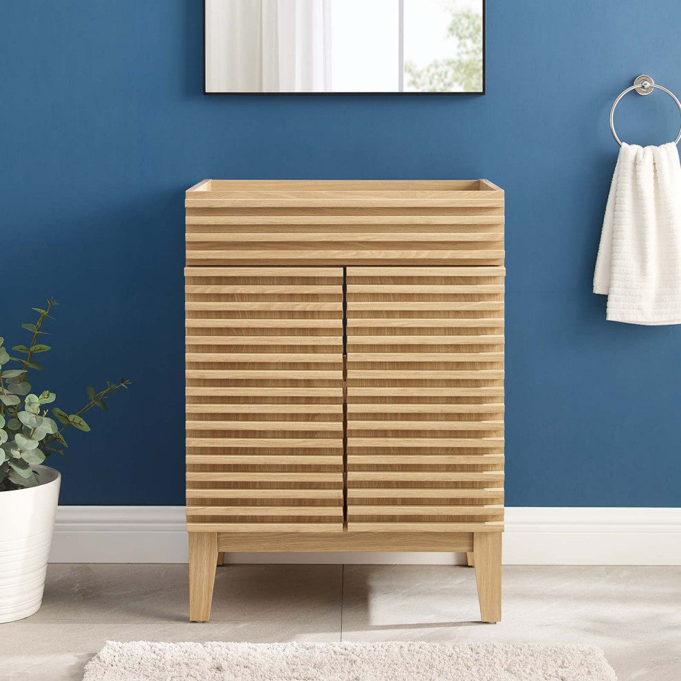 Render Bathroom Vanity Cabinet, Sink Basin Not Included, Oak