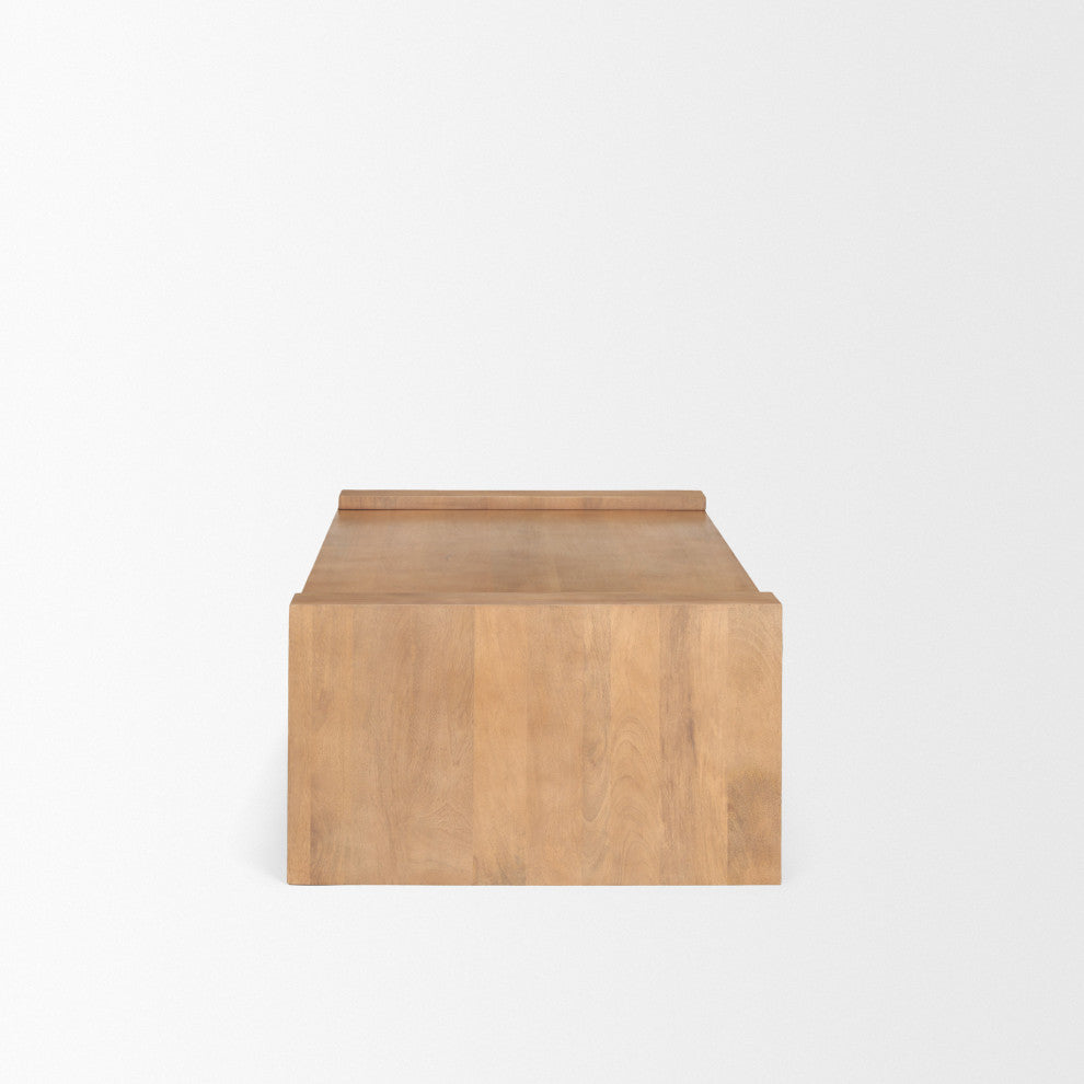 Wesson Light Brown Wood Rectangular Coffee Table