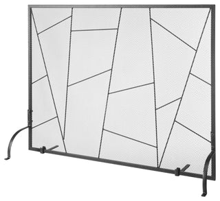 VEVOR 35.6"x28.4" Fireplace Screen 1-Panel Iron Mesh Spark Guard Modern