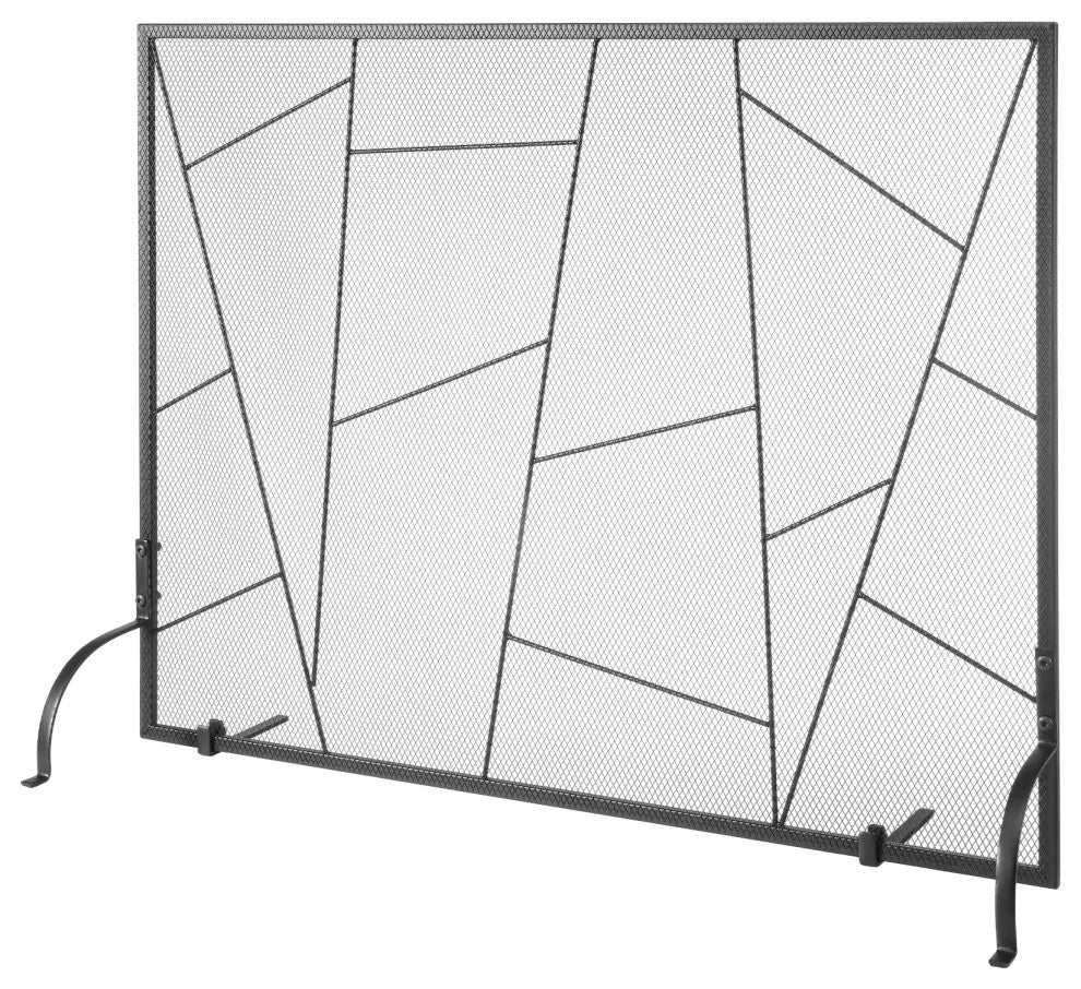 VEVOR 35.6"x28.4" Fireplace Screen 1-Panel Iron Mesh Spark Guard Modern