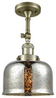 Large Bell 8" Semi-Flush Mount, Antique Brass, Glass: Silver Mercury