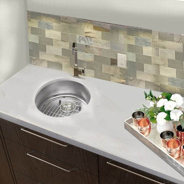 Nantucket Sinks Round Undermount Stainless Steel Bar and Prep Sink, 18 Gauge