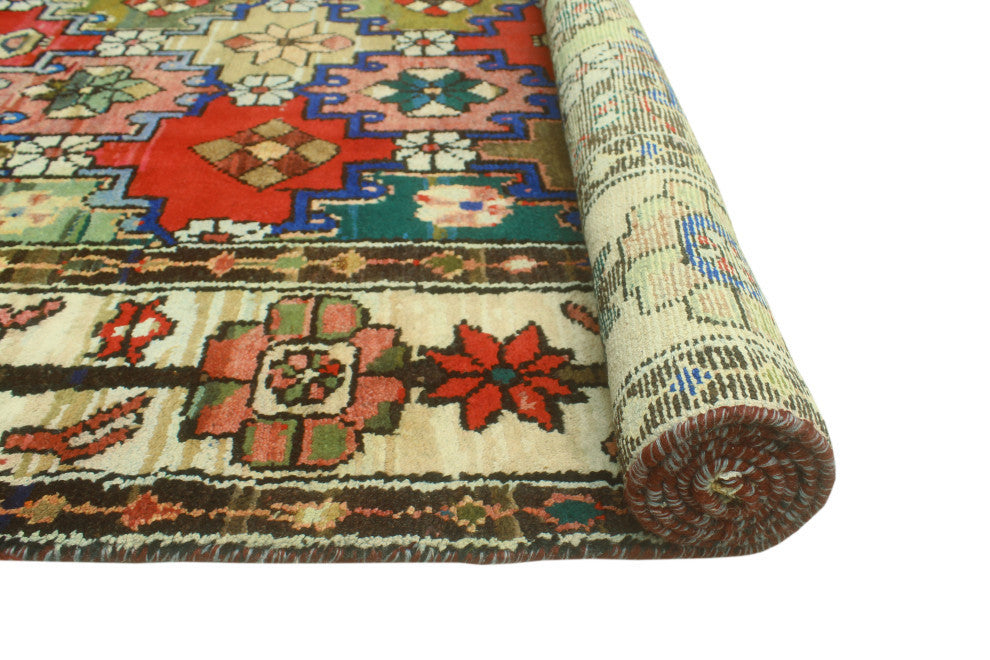 Fine Vintage Distressed Altheda Red/Ivory Rug, 6'10x9'3