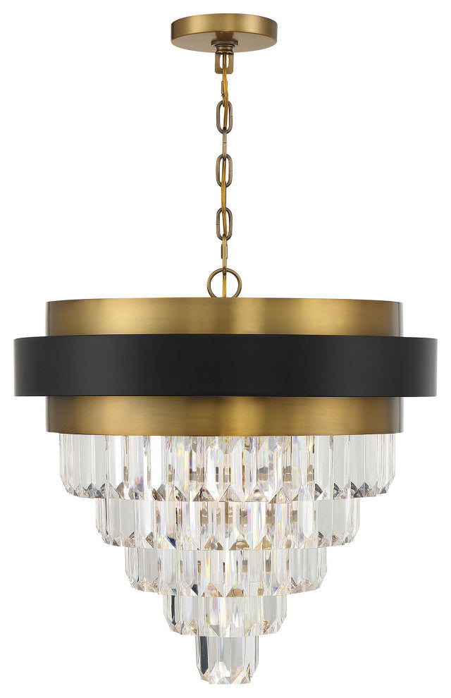 Marquise 4-Light Chandelier, Matte Black With Warm Brass Accents