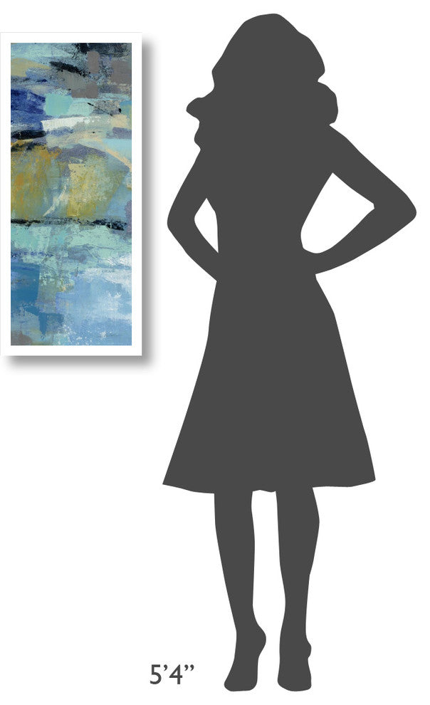 "Ultramarine Waves III Panel III" Paper Print by Silvia Vassileva, 14"x32"