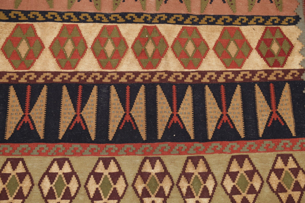 Kilim Oriental Traditional Carpet Hand-Woven Persian Wool Area Rug, 9'2"x6'6