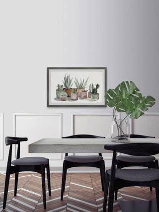 "Pastel Succulent Vases" Framed Painting Print