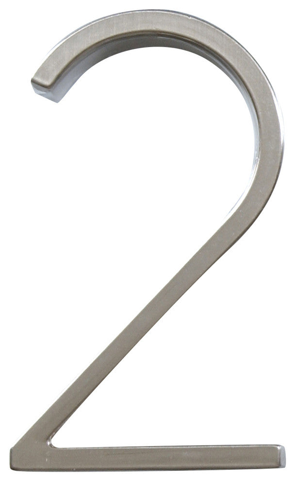 Floating House Number, Brushed Nickel, Number 2