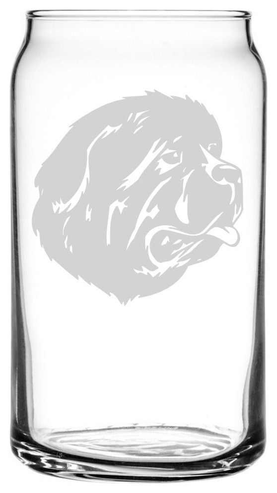 Newfoundland Dog Themed Etched All Purpose 16oz. Libbey Can Glass