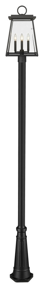 Zlite 521PHBR-519P-BK 4-Light Outdoor Post Mounted Fixture, Clear Beveled