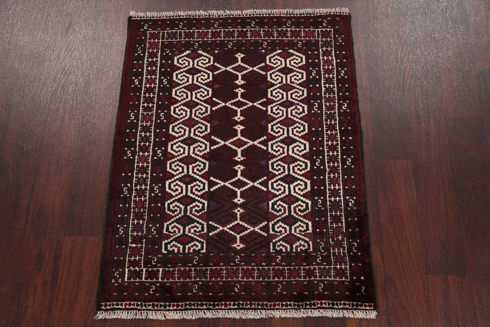 Balouch Geometric Handmade Wool Traditional Persian Oriental Area Rug, 3'8"X2'9"