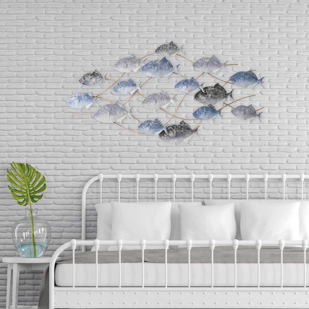 School of Fish Metal Wall Decor Art, 51"