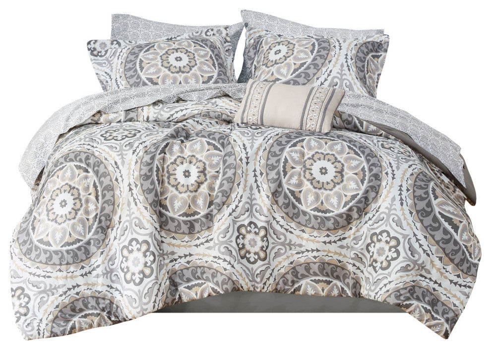 Madison Park Microfiber Printed 7-Piece Comforter Set, Twin
