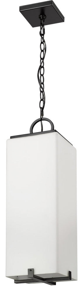 Zlite 593CHB-BK 3-Light Outdoor Chain Mount Ceiling Fixture, White Opal