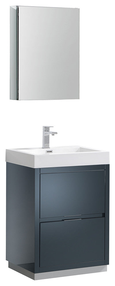 Valencia 24" Dark Slate Gray Free Standing Vanity Set, Cabinet, Faucet FFT9161CH