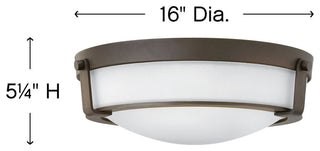 Hinkley Hathaway Medium Flush Mount, Olde Bronze With Etched White Glass