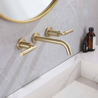 Wall Mounted Dual Handles Bathroom Faucet-Includes Rough-in Valve