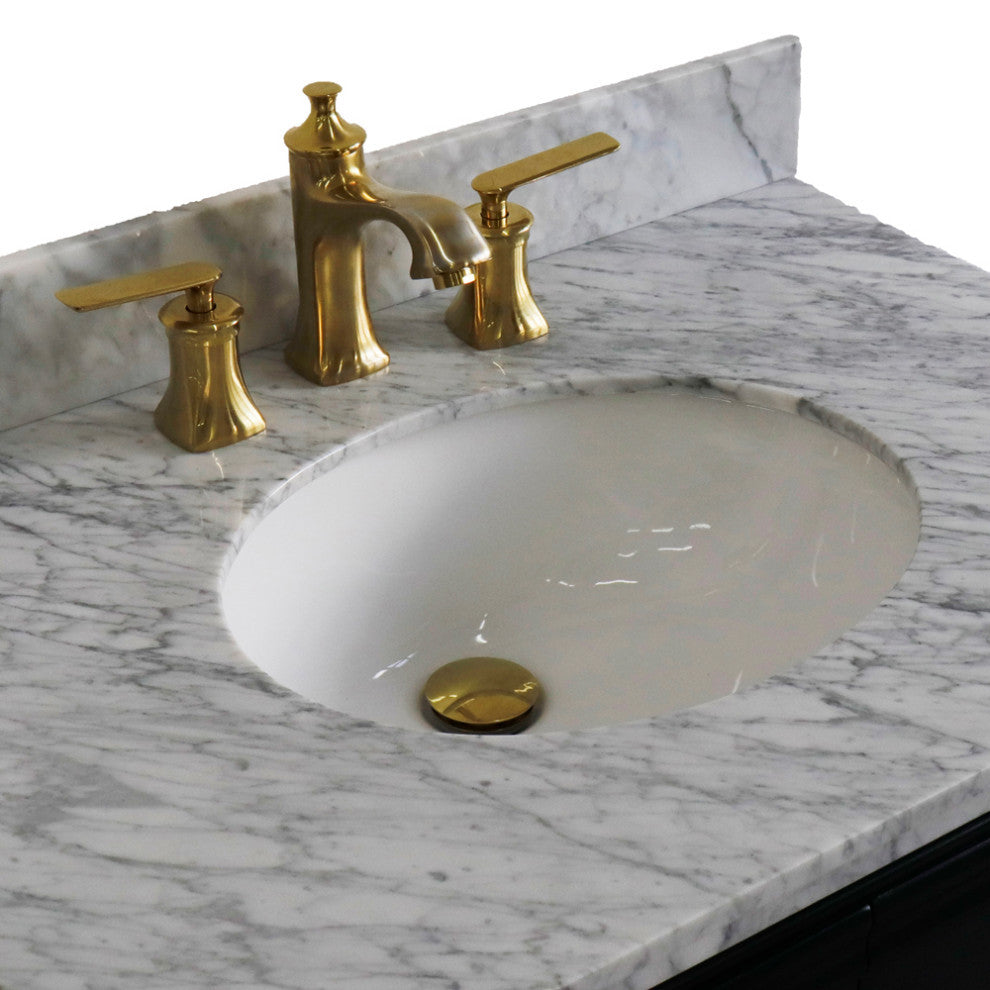 31" Single Vanity, Dark Gray Finish With White Carrara And Oval Sink