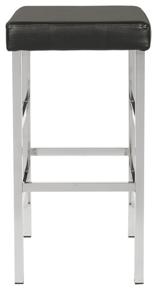 30" Chrome Backless Stool, Black Vinyl