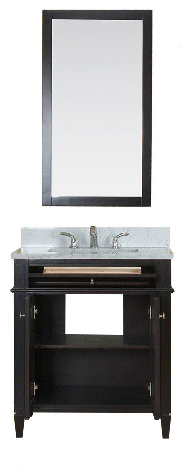 Samantha 30" Bathroom Vanity With Carrera Marble Top