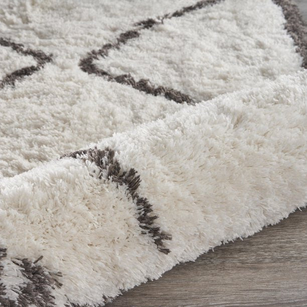 8" x 10" Cream and Gray Geometric Fringe Area Rug