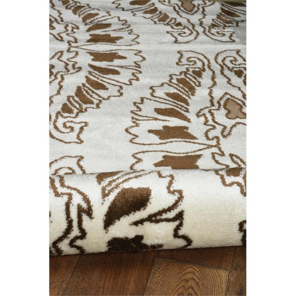 Linon Elegance Neice Power Loomed Polypropylene 5'x7'3" Rug in White