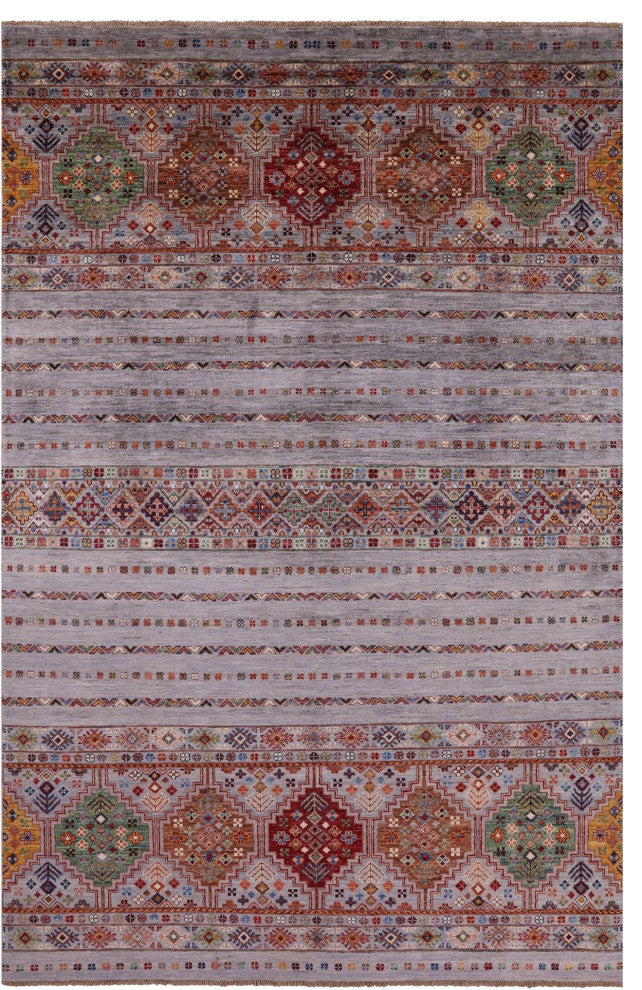 5' 8" X 8' 9" Super Kazak Khorjin Handmade Rug - Q12308
