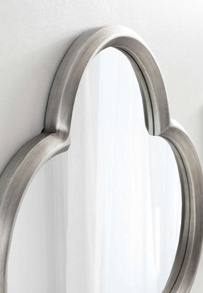Krisi Scalloped Framed Wall Mirror, Silver, 28x28