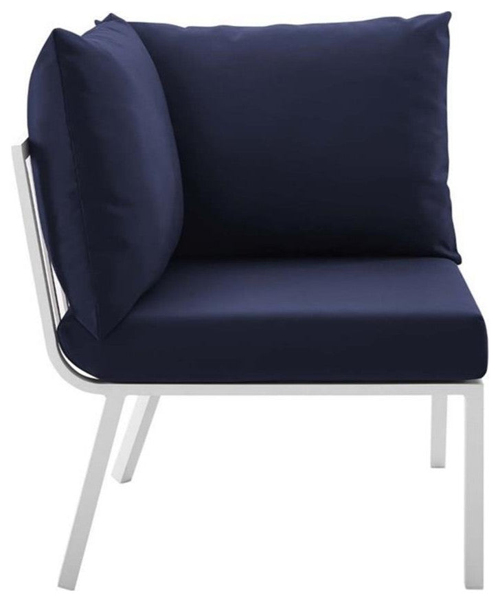 Riverside 7 Piece Outdoor Patio Aluminum Set - White Navy