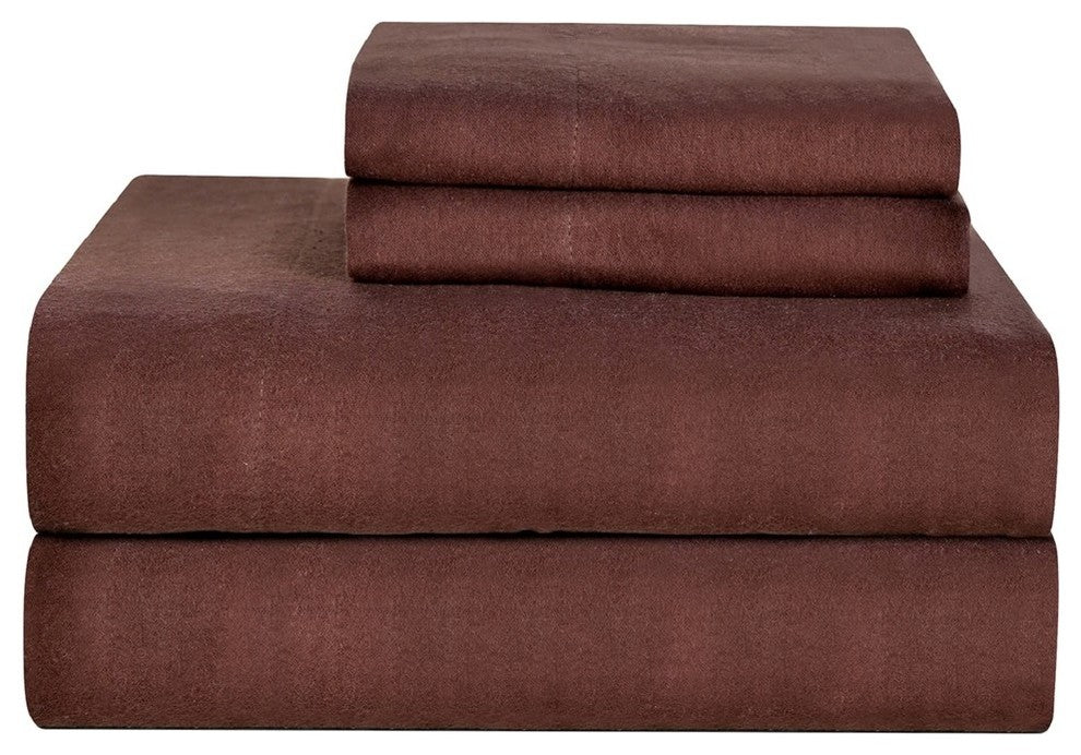 Celeste Home Flannel Sheet Set, Coffee Bean, Twin