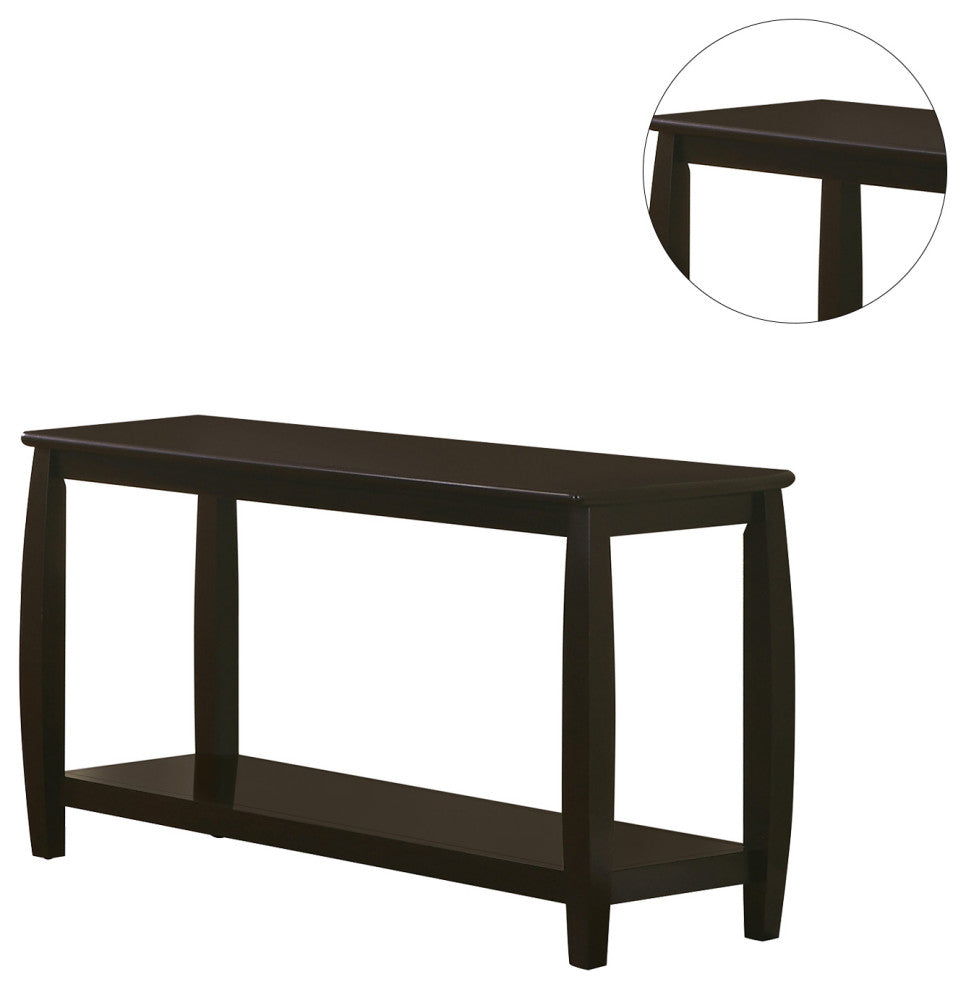Wood Sofa Table with Shelf, Cappuccino