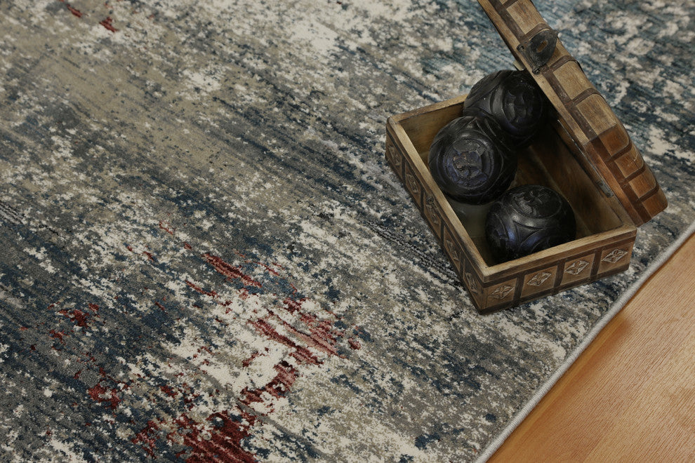 Astoria 3370-930 Area Rug, Grey and Burgundy, 4'x5'7"