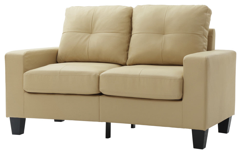 Newbury Faux Leather Modular Love Seat, Beige