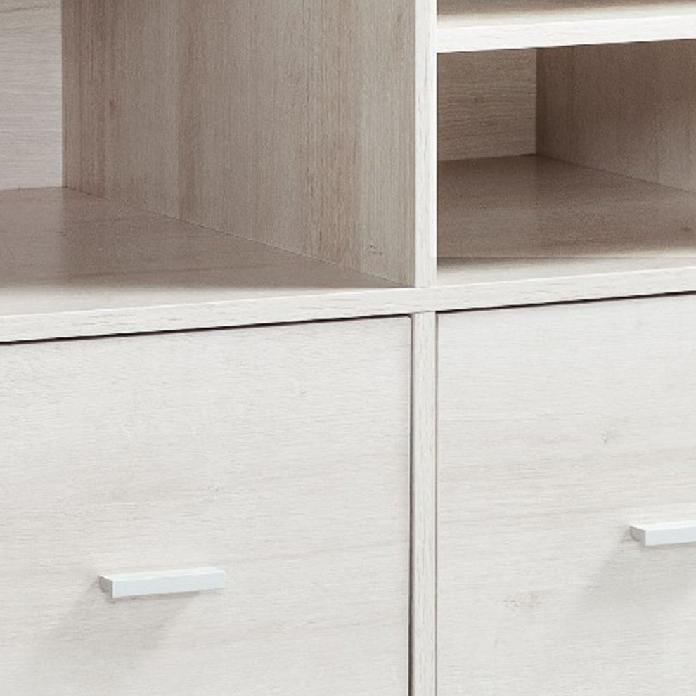 Benzara BM273004 31" File Cabinet Printer Stand Table With 2 Drawers, Oak White