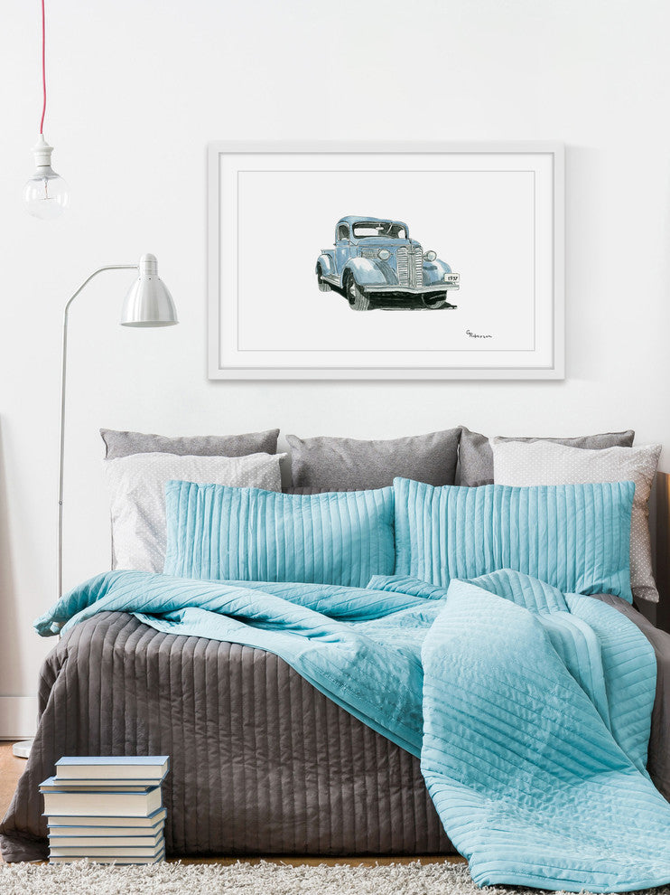 "Old Blue" Framed Painting Print, 36"x24"
