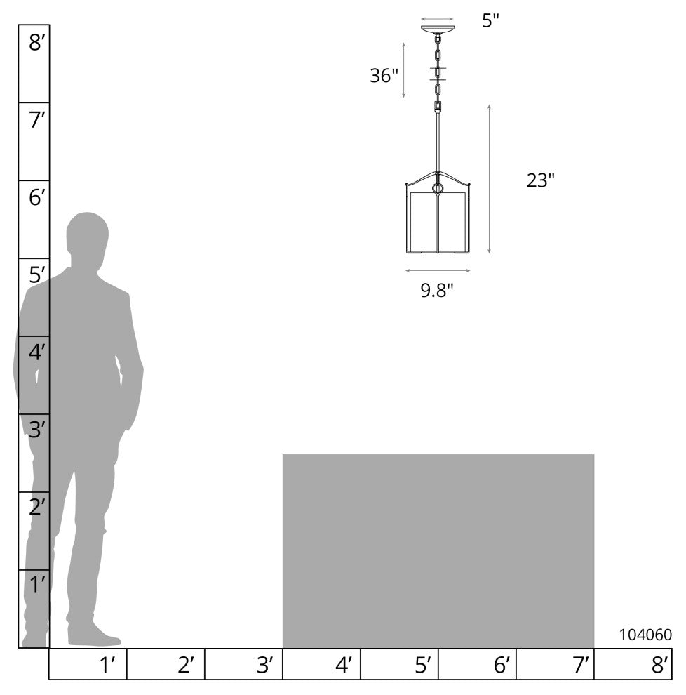 Bow Tall Mini Pendant, Natural Iron, Clear Fluted Glass