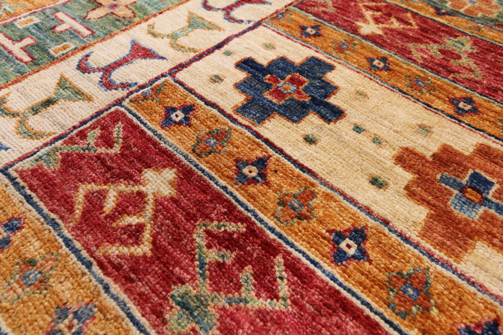 5' 11" X 8' 0" Hand-Knotted Super Kazak Wool Rug - Q11027