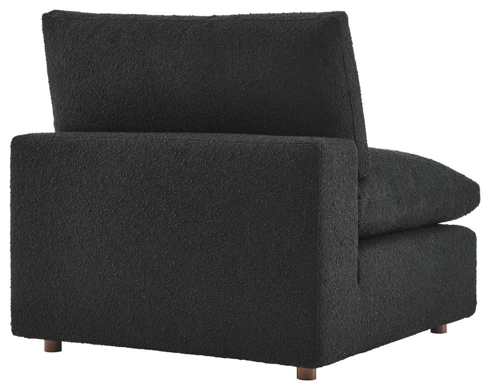 Commix Down Filled Overstuffed Boucle Fabric Armless Chair, Black