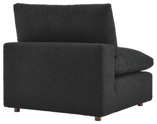 Commix Down Filled Overstuffed Boucle Fabric Armless Chair, Black